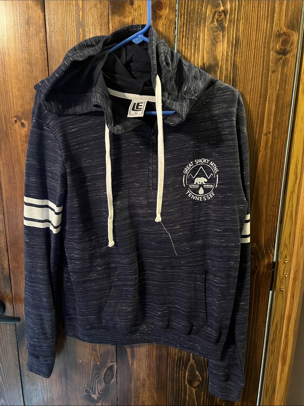 Great Smoky Mountains Tennessee Half-Zip Hoodie - Navy with White Stripes